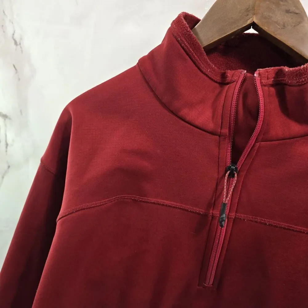 Cabelas Jacket Mens XL Red Quarter Zip Fleece Pullover Sweater Hoodless Mock